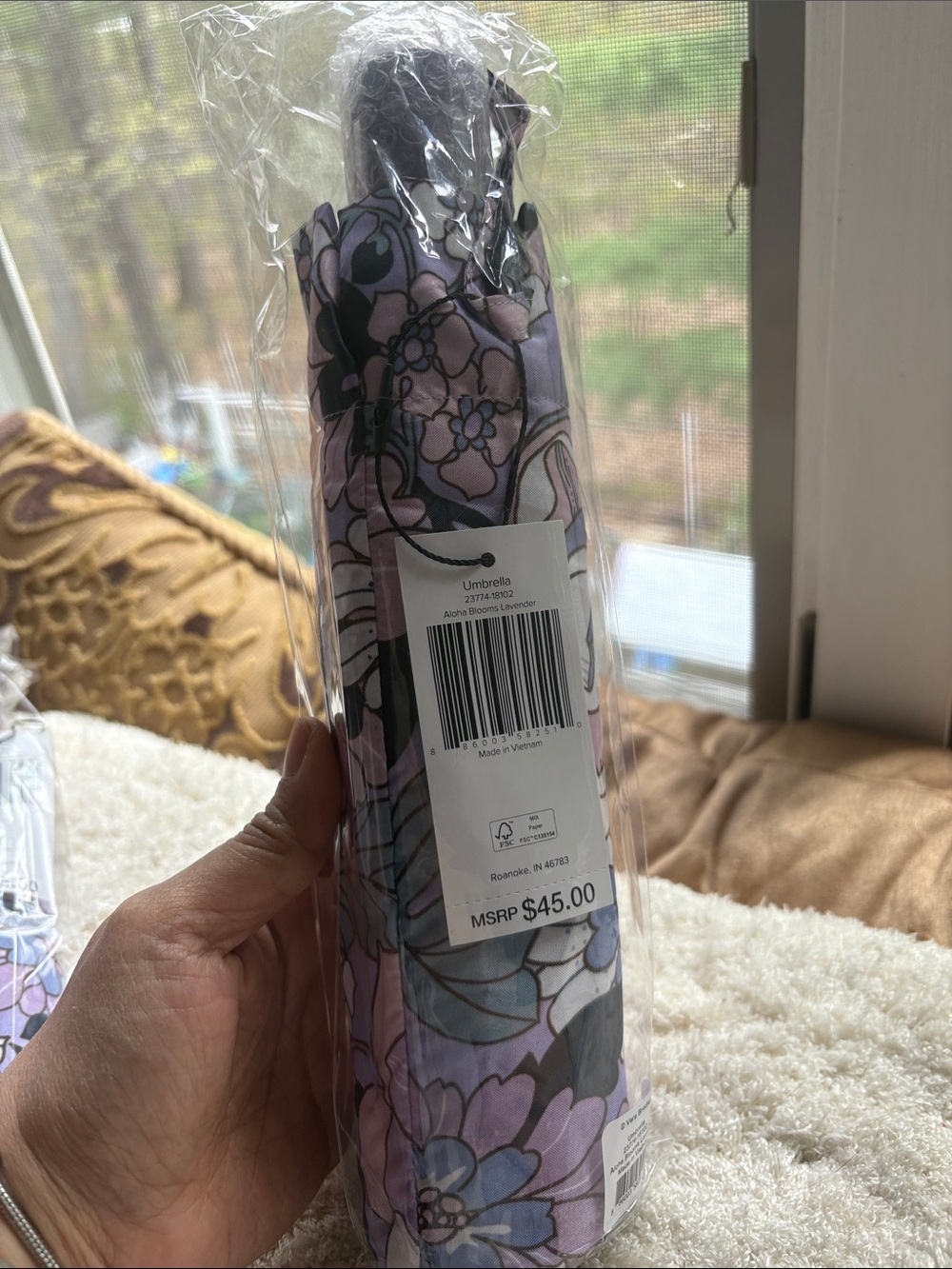 Floral Foldable Umbrella in Lavender and Purple